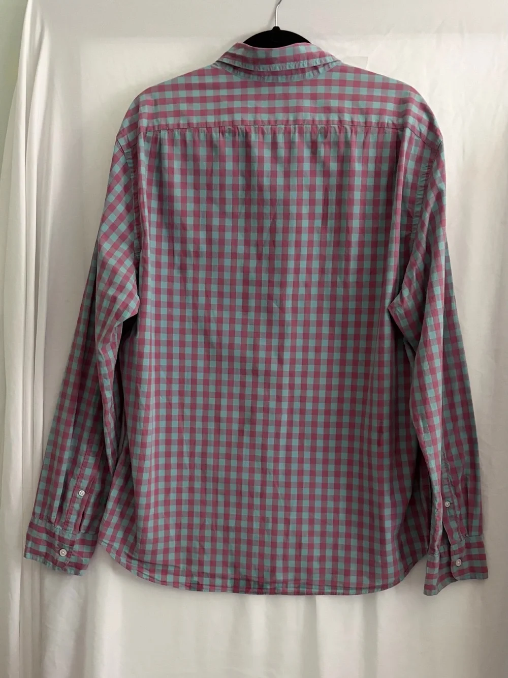 J. Crew Men's Pink and Teal Gingham Button-Down Shirt